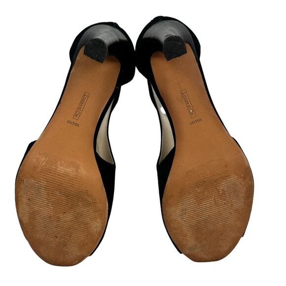 Louise Et Cie Olivia Peep-Toe High Heel Bootie 9 Black Suede Gold Evening Office - Picture 10 of 15